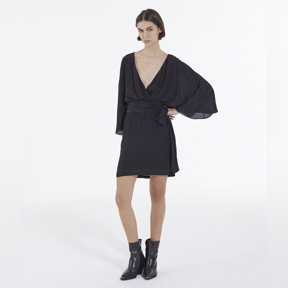 The Kooples new with no tags size large women wrap style black dress